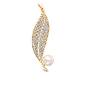 JwL Luxury Pearls Zářivá perlová brož lísteček 2v1 JL0700