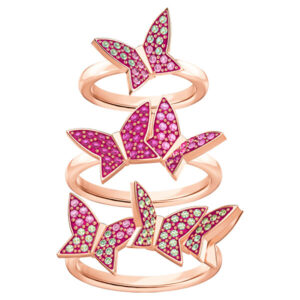 Swarovski Módní bronzová sada prstenů s motýlky 5409020 60 mm