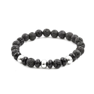 Beneto Korálkový náramek z lávového kamene a howlitu MINK57 19 cm