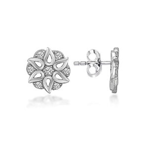 Brilio Silver Stříbrné kytičkové náušnice se zirkony LME0756