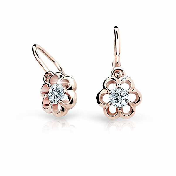 Cutie Jewellery Dětské náušnice z růžového zlata C1947-10-X-4 zelená