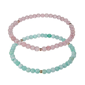 Emily Westwood Korálková sada náramků z růžového křemene a amazonitu WS065R