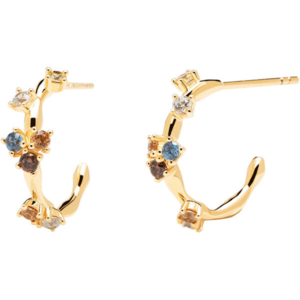 PDPAOLA Originální pozlacené náušnice kruhy se zirkony FIVE Gold AR01-289-U