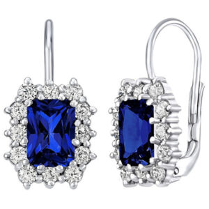 Silvego Stříbrné náušnice s tmavě modrým safírem SILVEGOB31757DB