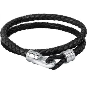 Morellato Černý dvojitý kožený náramek Moody SQH3 42 cm