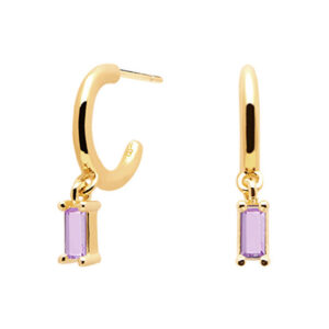 PDPAOLA Hravé kruhové náušnice s přívěsky PURPLE ALIA Gold AR01-117-U