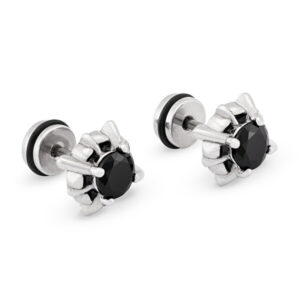 Troli Ocelové náušnice s černým krystalem