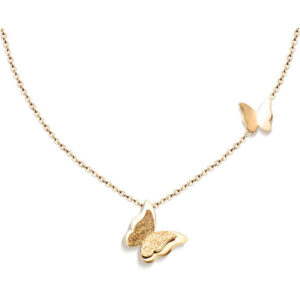 Troli Pozlacený motýlí náhrdelník Metal Butterfly KNSC-257-GOLD