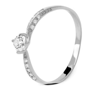 Beneto Exclusive Něžný prsten z bílého zlata se zirkony AUG0004-W 54 mm
