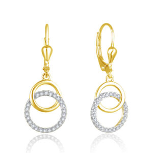 Beneto Stylové pozlacené náušnice se zirkony AGUC2707-RHG