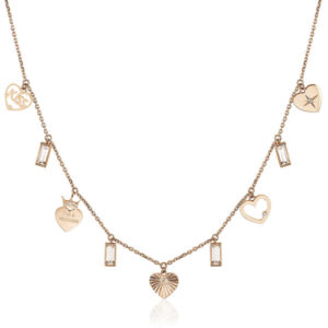 Brosway Růžově pozlacený ocelový náhrdelník s přívěsky Chant BAH08