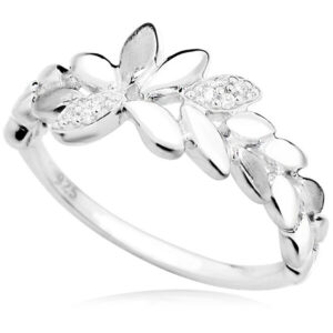 JVD Stříbrný prsten s lístečky SVLR0139SH8BI 53 mm