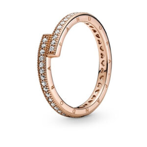 Pandora Něžný bronzový prsten Logo a srdíčka 189491C01 60 mm