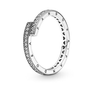 Pandora Něžný stříbrný prsten Logo a srdíčka 199491C01 60 mm