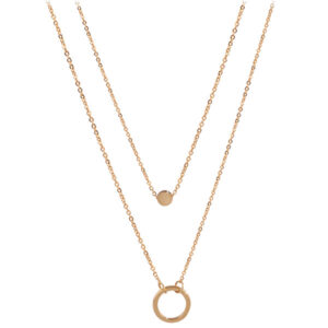 Troli Dvojitý náhrdelník s kroužkovými přívěsky z pozlacené oceli