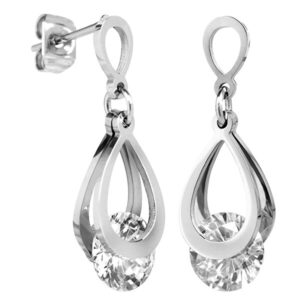 Troli Ocelové náušnice s krystaly KE-009