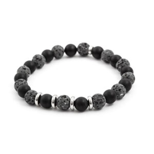 Beneto Korálkový náramek z achátu a lávového kamene MINK58 19 cm