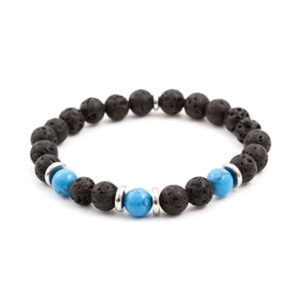 Beneto Korálkový náramek z howlitu a lávového kamene MINK56 19 cm