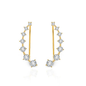 Beneto Pozlacené podélné náušnice s čirými zirkony AGU2712-G