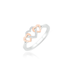 JVD Romantický stříbrný bicolor prsten Srdíčka SVLR0374XH2BK 58 mm