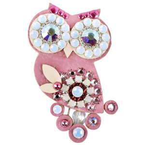 Sovičky Malá soví brož tmavě růžová