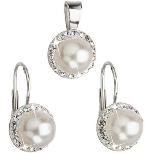 Evolution Group Sada s perlami a krystaly Swarovski 39091.1 bílá (náušnice