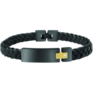 Morellato Pánský černý kožený náramek Moody SQH19