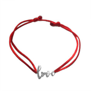 Praqia Šňůrkový červený kabala náramek Love KA6308