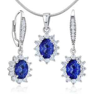 Silvego Stříbrný set se safíry JJJE766SA (náušnice