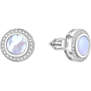 Beneto Stříbrné třpytivé náušnice s perletí TAGUP1469S