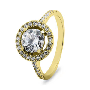 Brilio Silver Luxusní pozlacený prsten s čirými zirkony RI032Y 58 mm