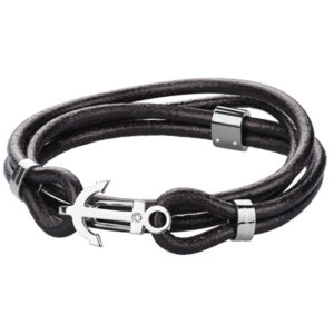 Brosway Pánský černý kožený náramek Marine BRN15 43 cm