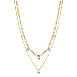 Brosway Pozlacený dvojitý náhrdelník s krystaly Symphonia BYM82