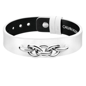 Calvin Klein Elegantní náramek z bílé kůže Statement KJALMB090200