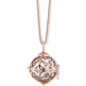 Engelsrufer Růžové pozlacený náhrdelník Andělský zvonek s bílou rolničkou ERN-ER-01-XS-R