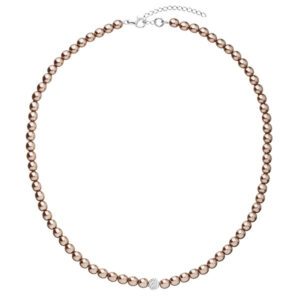 Evolution Group Hnědý perličkový náhrdelník s krystaly Preciosa 32063.3