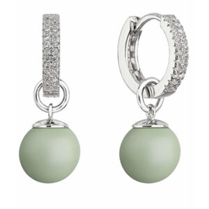 Evolution Group Stříbrné náušnice 2v1 s pastelově zelenými syntetickými perlami 31298.3