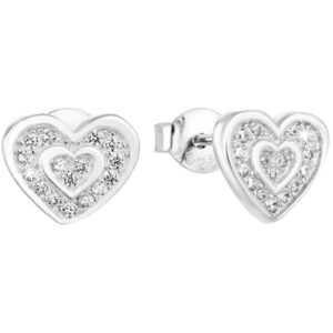 Evolution Group Stříbrné náušnice Srdce se zirkony 11025.1