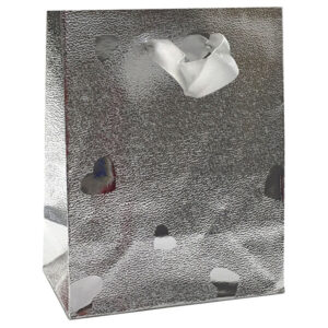 JK Box Stříbrná dárková taška se srdíčky HT-5/AG