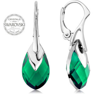 Levien Třpytivé náušnice se zelenými krystaly Pear Metcap