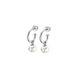 Lotus Silver Překrásné stříbrné náušnice kruhy se syntetickou perlou 2v1 LP1883-4/1