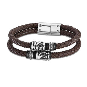 Lotus Style Dvojitý kožený náramek pro muže Dark Style LS2073-2/1