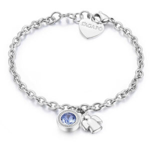 S`Agapõ Ocelový náramek s krystalem a andílkem Light SKT13