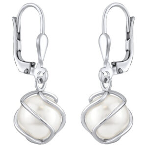 Silvego Elegantní visací náušnice se Swarovski® Perlou SILVEGOBP31644