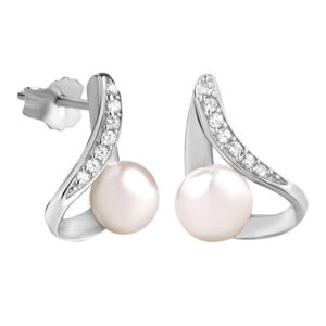 Silver Cat Elegantní náušnice se zirkony a perličkou SC298