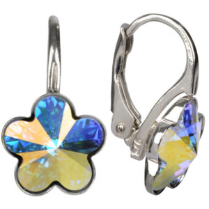 Troli Dívčí stříbrné náušnice Flower Crystal AB