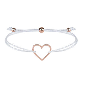 Troli Šňůrkový náramek se srdíčkem bílá/bronzová