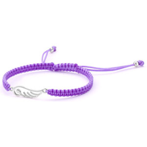 Beneto Šňůrkový fialový kabala náramek Andělské křídlo AGB554
