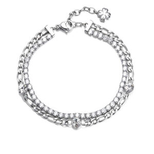 Brosway Dvojitý ocelový náramek pro štěstí se zirkony Desideri BEI047