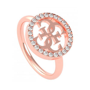 Guess Designový rose gold prsten s logem UBR79039 52 mm